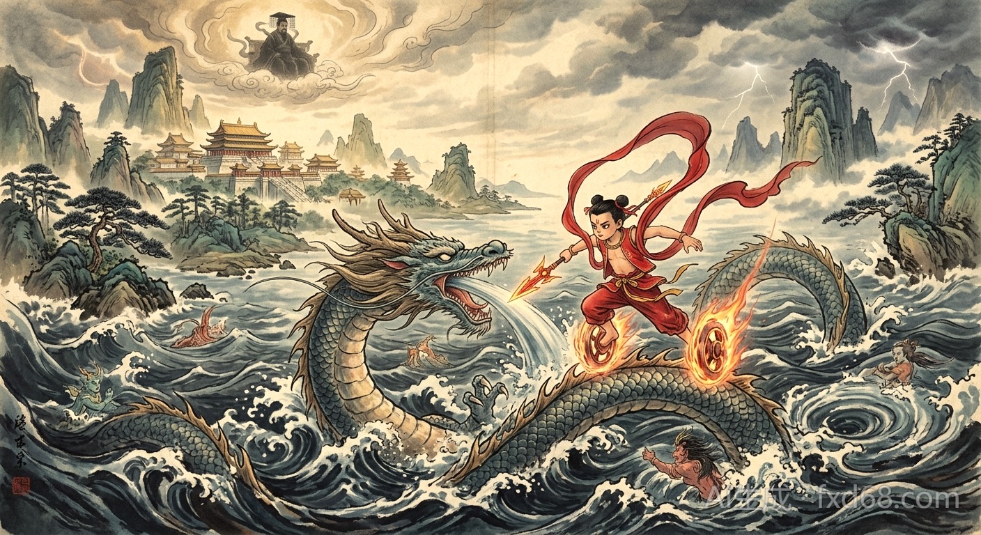 哪吒闹海少年英雄